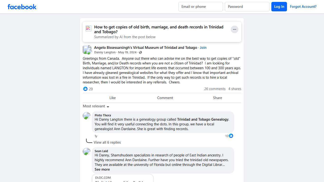 Angelo Bissessarsingh's Virtual Museum of Trinidad and Tobago | Greetings from Canada | Facebook