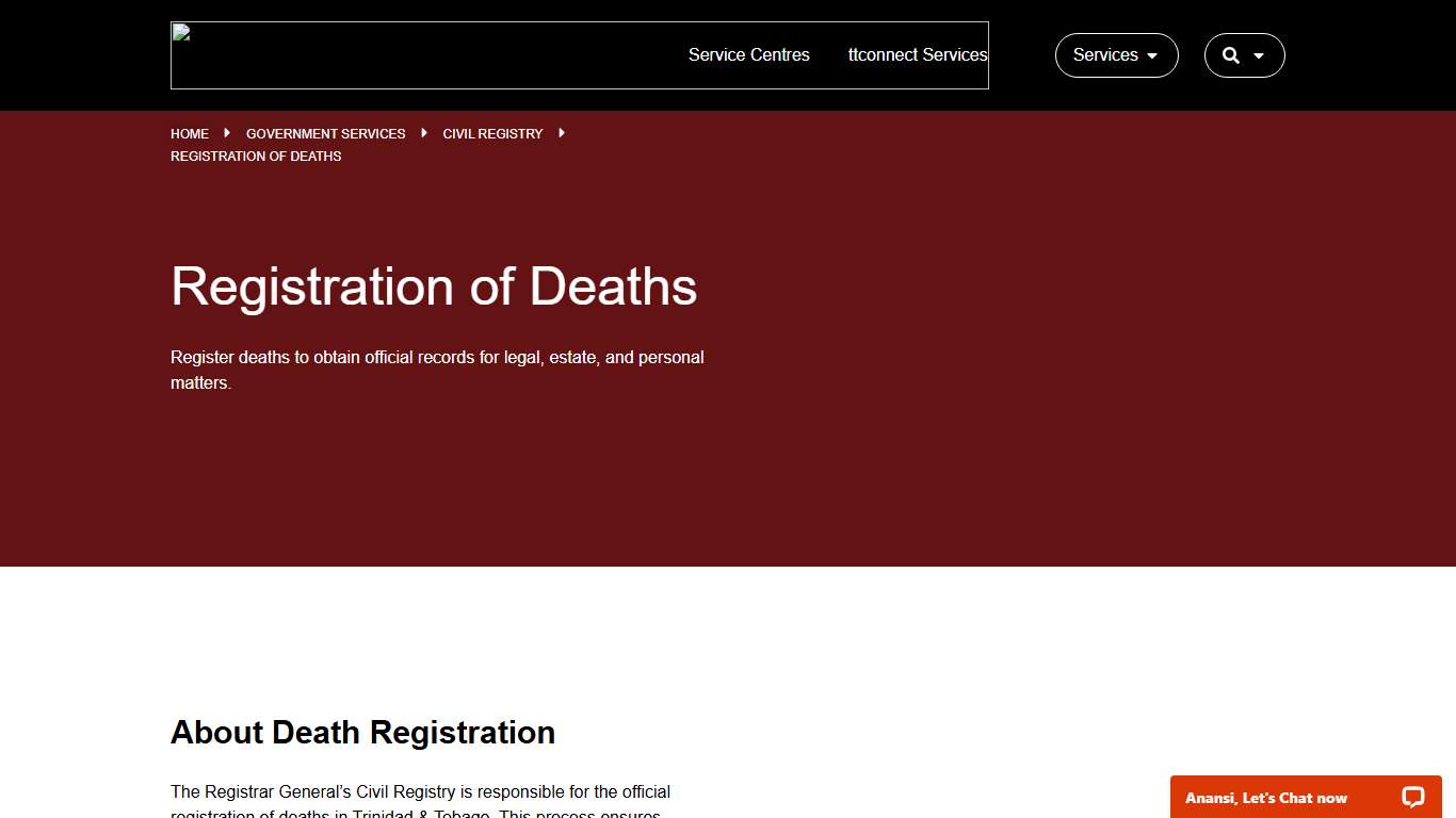 Registration of Deaths – ttconnect