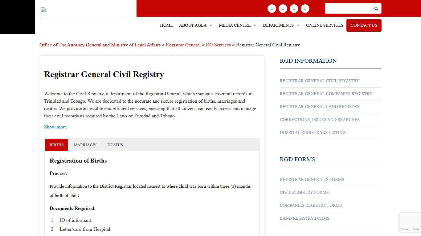 Registrar General Civil Registry – Office of The Attorney General and Ministry of Legal Affairs
